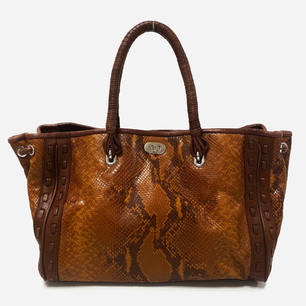 Elie Tahari Python Embossed Leather Shoulder Bag - image 1